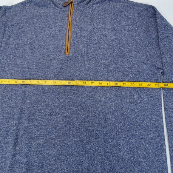 ORVIS Simoom Tweed Quarter-Zip Sweatshirt L Blue Brown Leather Elbow Patch - Picture 6 of 7